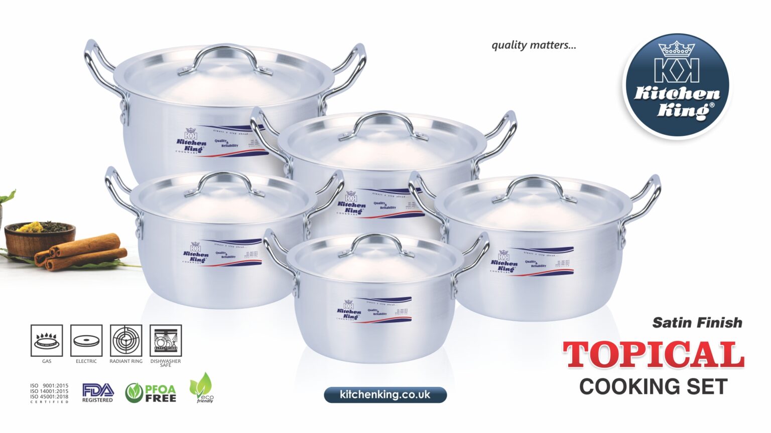 Metal Finish Topical Set 1828cm Kitchen King Cookware