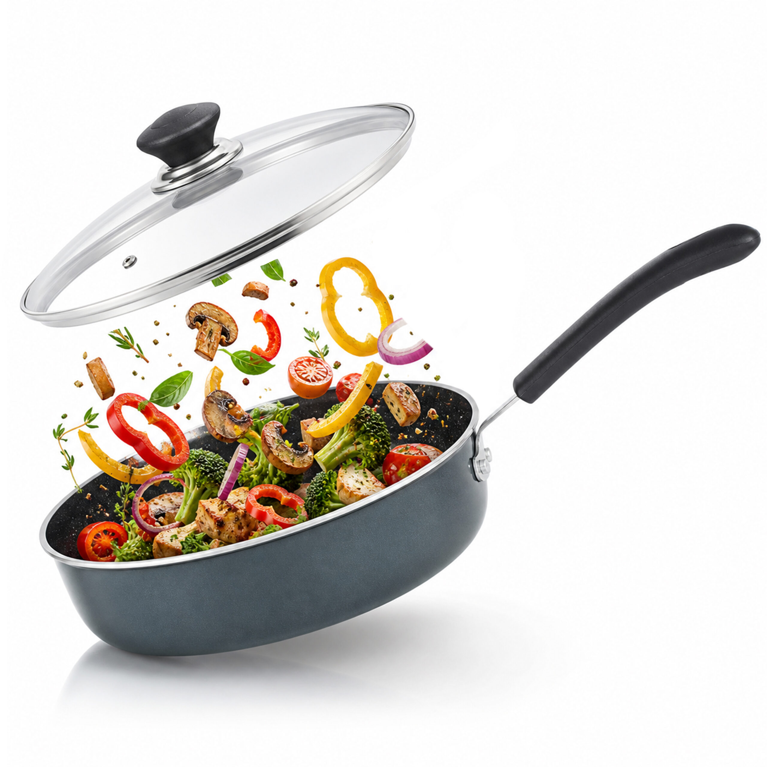 Saute Pan (G/Lid) Induction Black